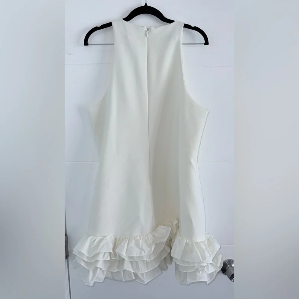 Cinq A Sept Beta ruffled-hem minidress in ivory 12